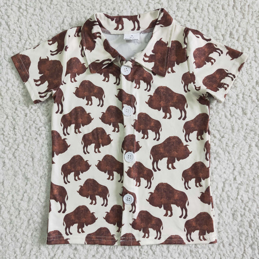 Highland cow Buffalo button shirt