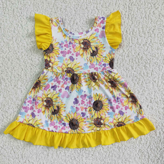 flutter sleeve sunflower summer dress