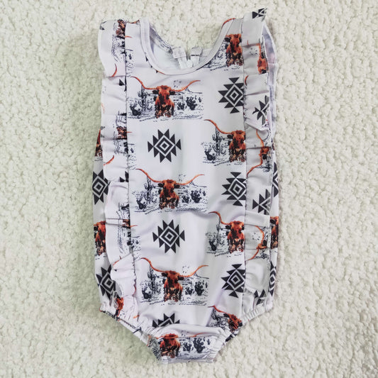 baby girls one piece cow print swimsuit