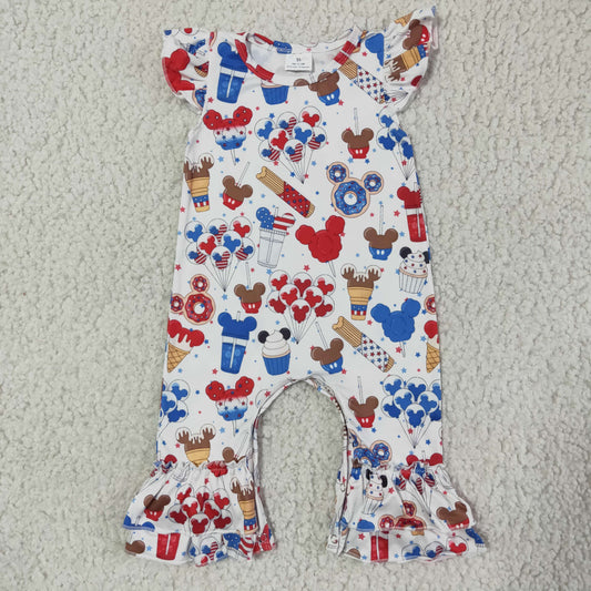 infant toddle girls July 4th cartoon romper