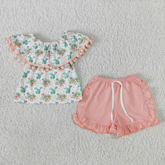 Infant baby girls cactus design 2pcs clothing set