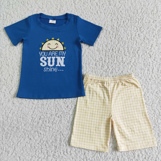 Embroidery you are my sunshine boy summer outfit