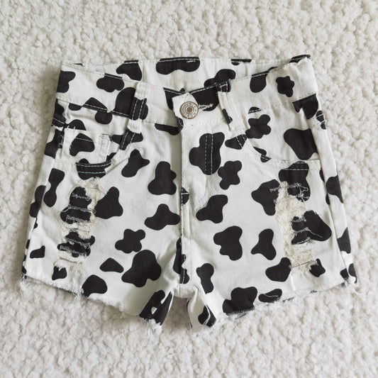 kids girls distressed cow denim shorts