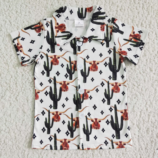boys western cactus button up shirt