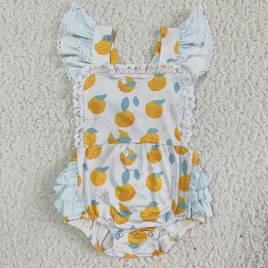 infant baby girls peach bubble romper