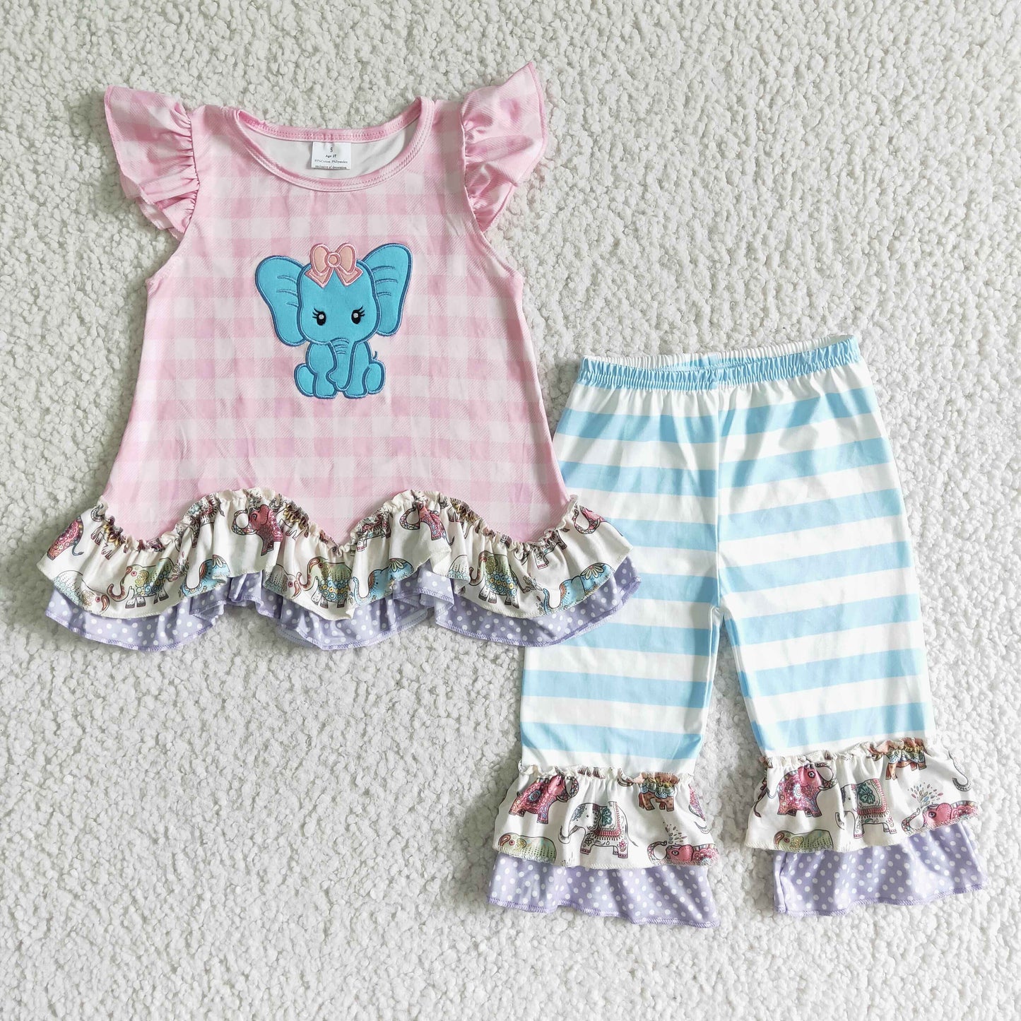 baby girls elephant top capri pants summer outfit