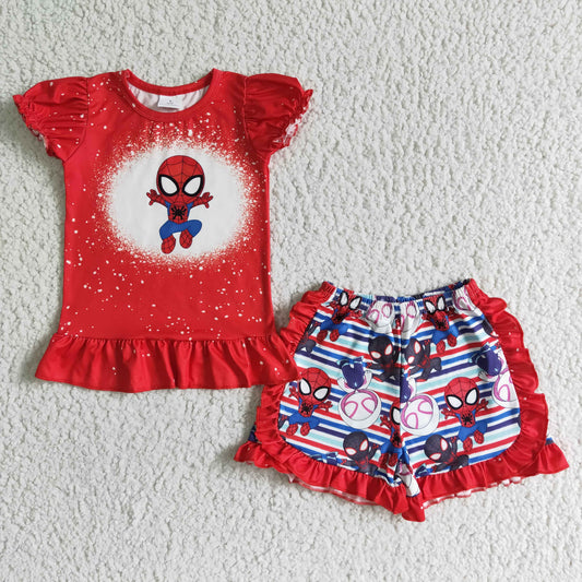 toddle girls red cartoon short sleeve outfit