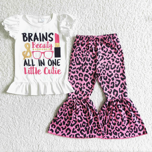 Mamas Girl short sleeve top leopards pants outfit Brains beauty