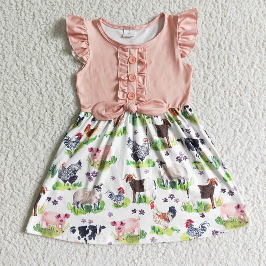 baby girls short sleeve farm print summer dress