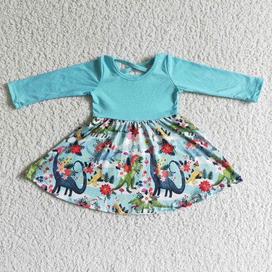 infant toddle girls  dinosaur long sleeve dress