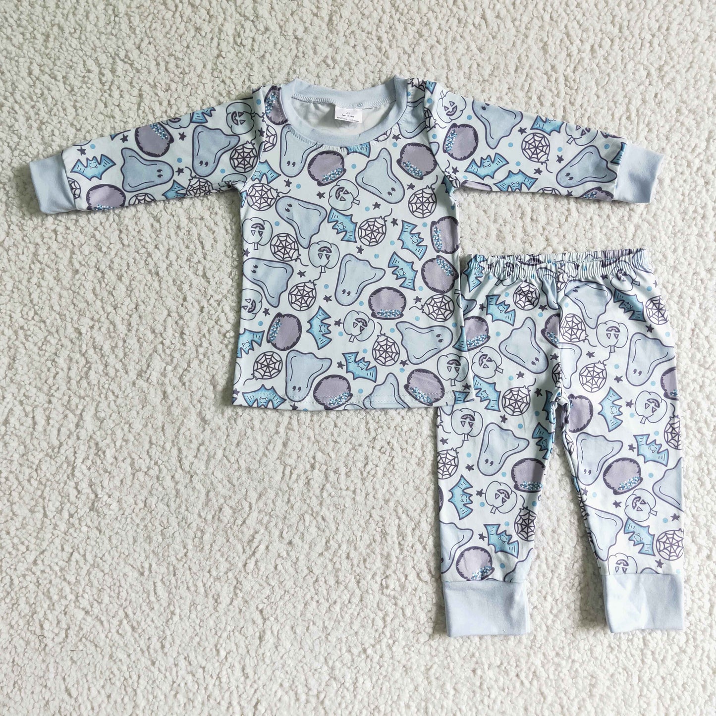 Infant baby boy long sleeve Halloween blue pajama set