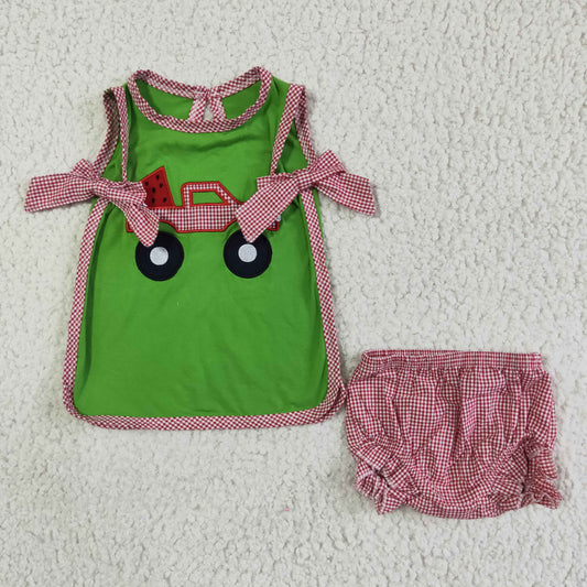 embroidery  top bummies 2pcs summer clothing