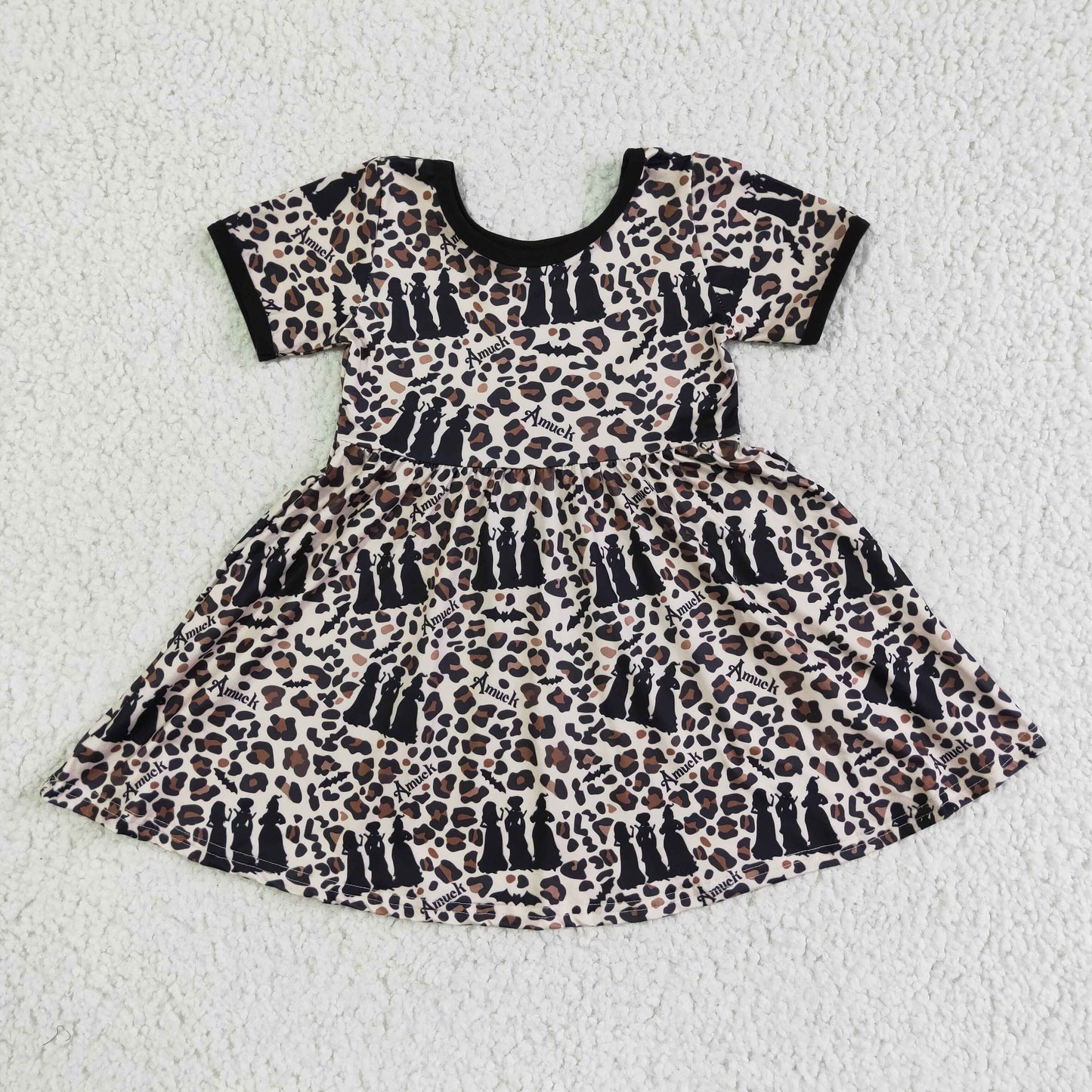 Halloween leopard short sleeve dress