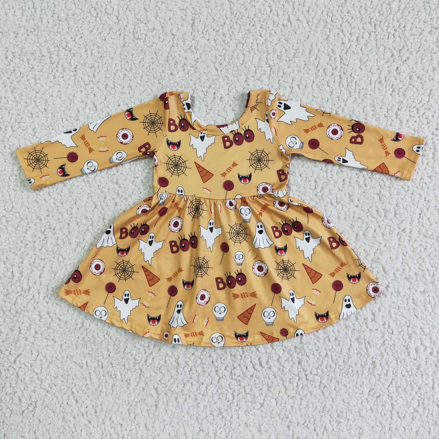 baby girls long sleeve ghost print Halloween dress