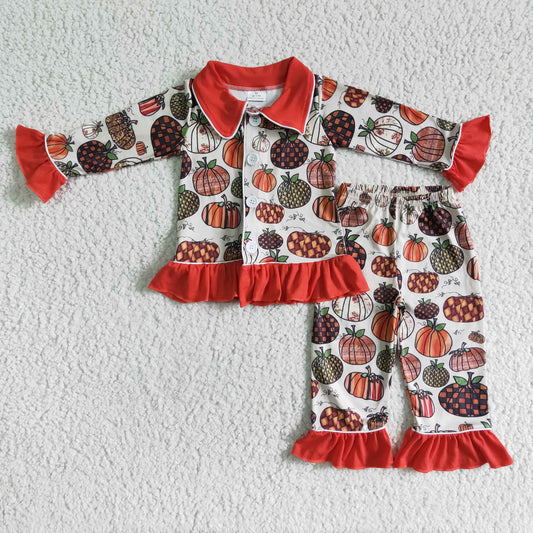 baby girls long sleeve Pumpkin print pajama set