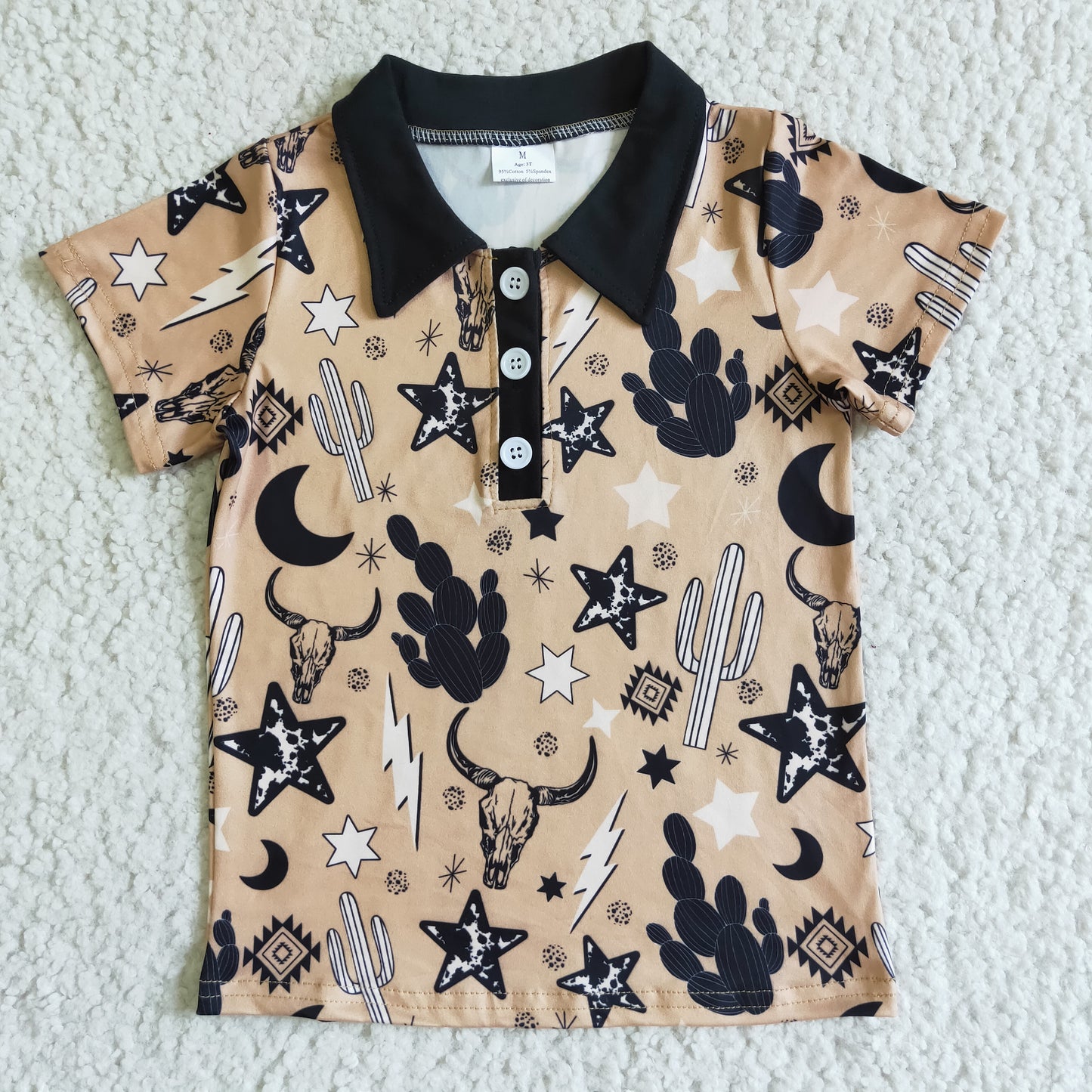 boy short sleeve western cactus  shirt