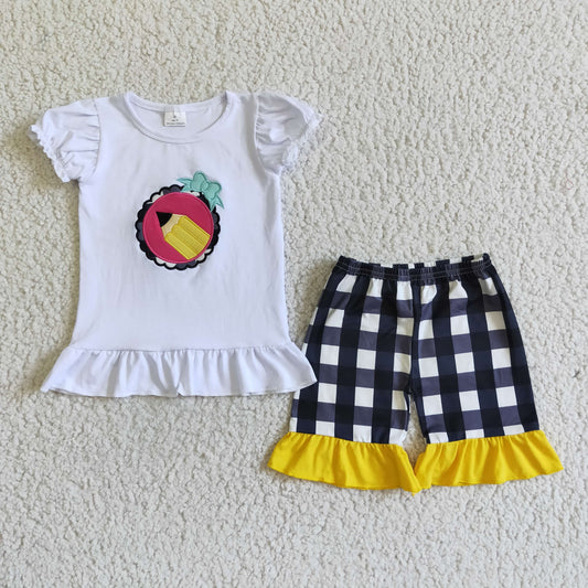 Infant baby girls back to school pencil outfit