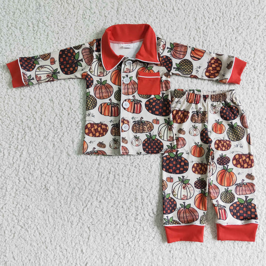 baby boy long sleeve Pumpkin print pajama set