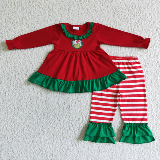 Kids girls long sleeve design tunic top long pants Christmas outfit