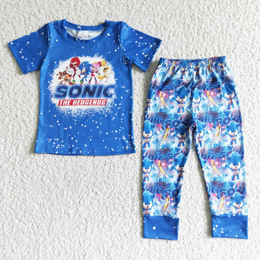 boys blue cartoon jogger set