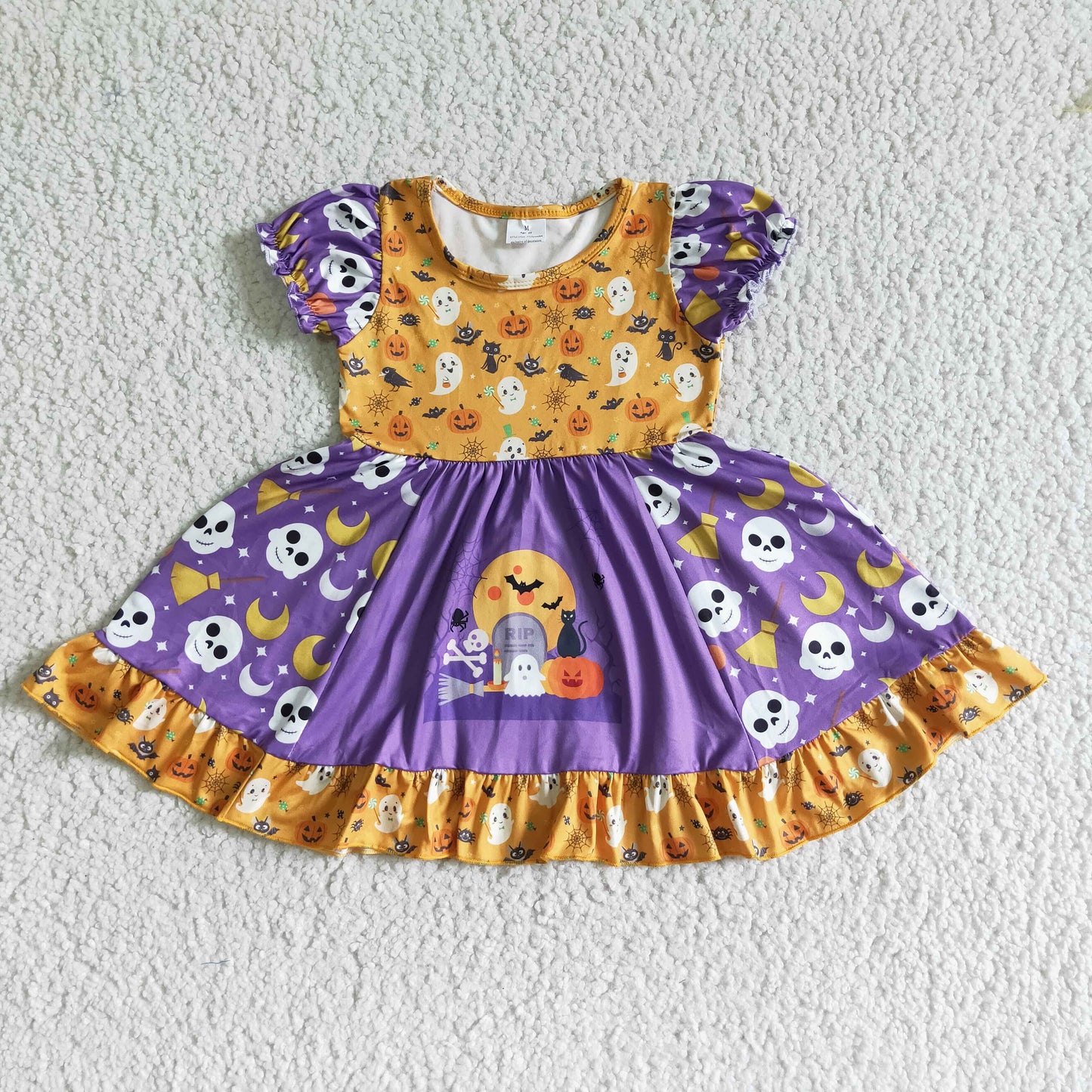 baby girls short sleeve Halloween twirl dress