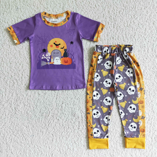 boy short sleeve Halloween ghost outfit