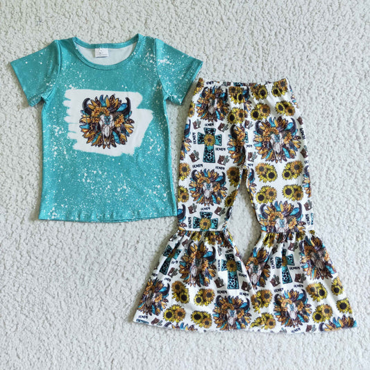 Infant baby girls sunflower cow summer outfit