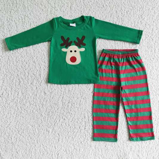 Boy long sleeve reindeer Christmas outfit