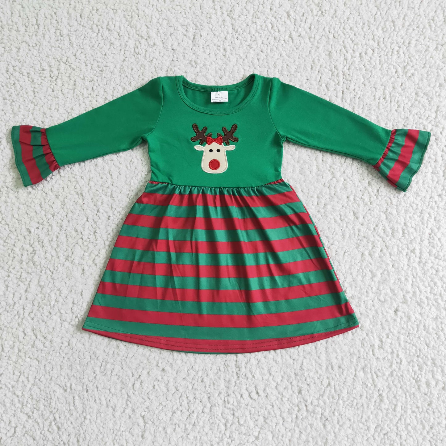 baby girls long sleeve Christmas reindeer dress