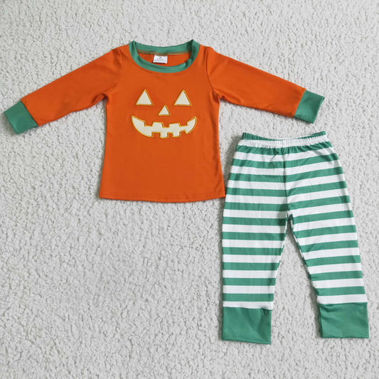 boy long sleeve Halloween pumpkin pajama set