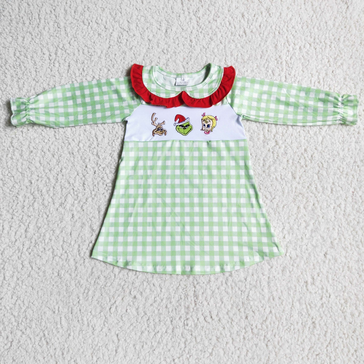 baby girls long sleeve embroidery reindeer dress