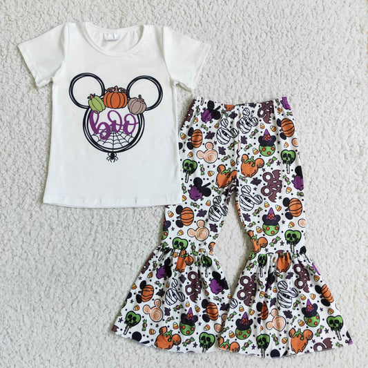 baby girls pumpkin  Halloween bell bottom pants outfit