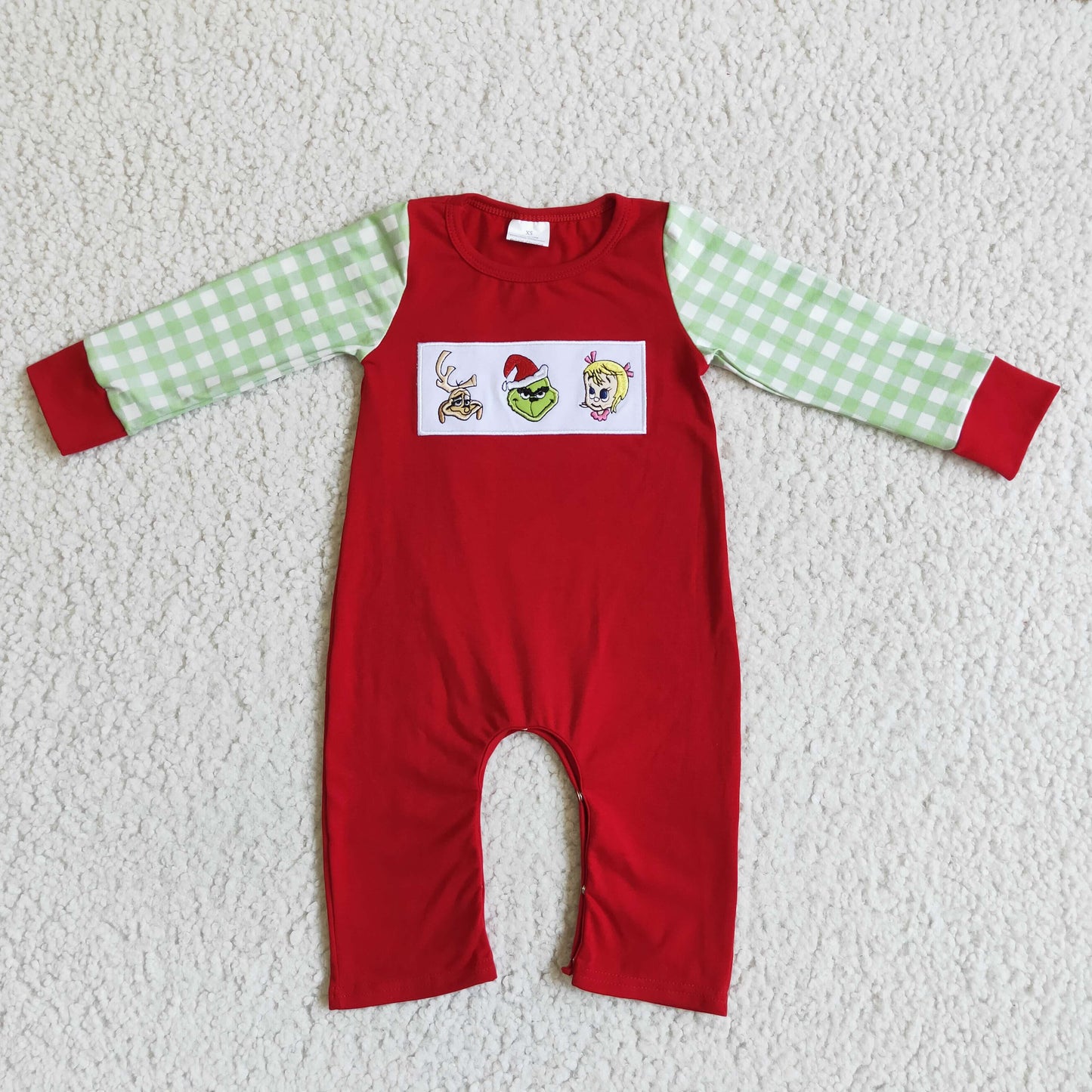 boy long sleeve embroidery reindeer romper