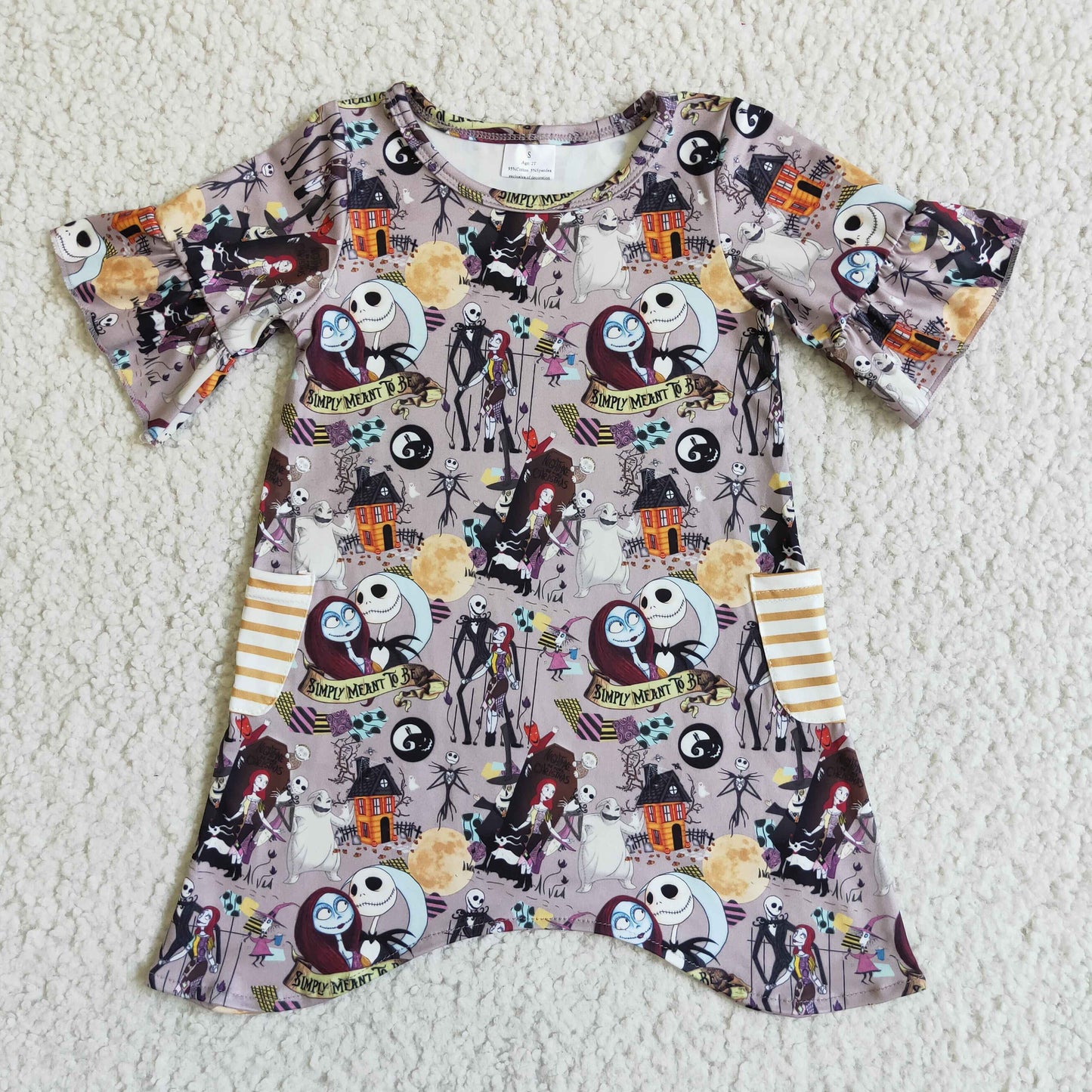 Infant toddle girls short sleeve Halloween pocket dress