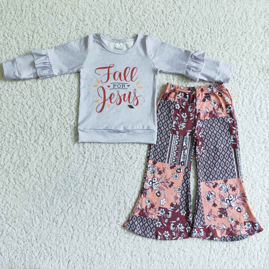 girls fall for Jesus long sleeve outfit