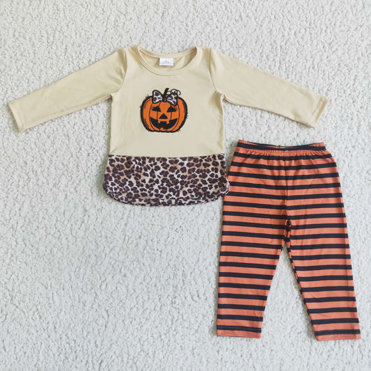 kids girls long sleeve Halloween pumpkin outfit