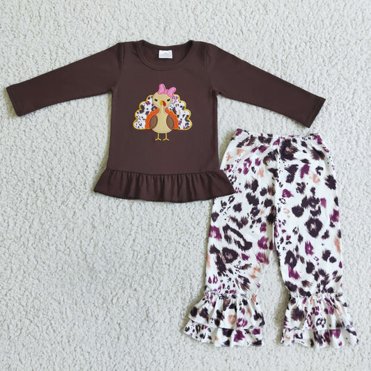 girls brown long sleeve top Thanksgiving fall outfit