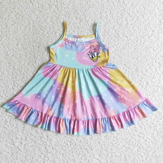 baby girls rainbow sleeveless cartoon dress
