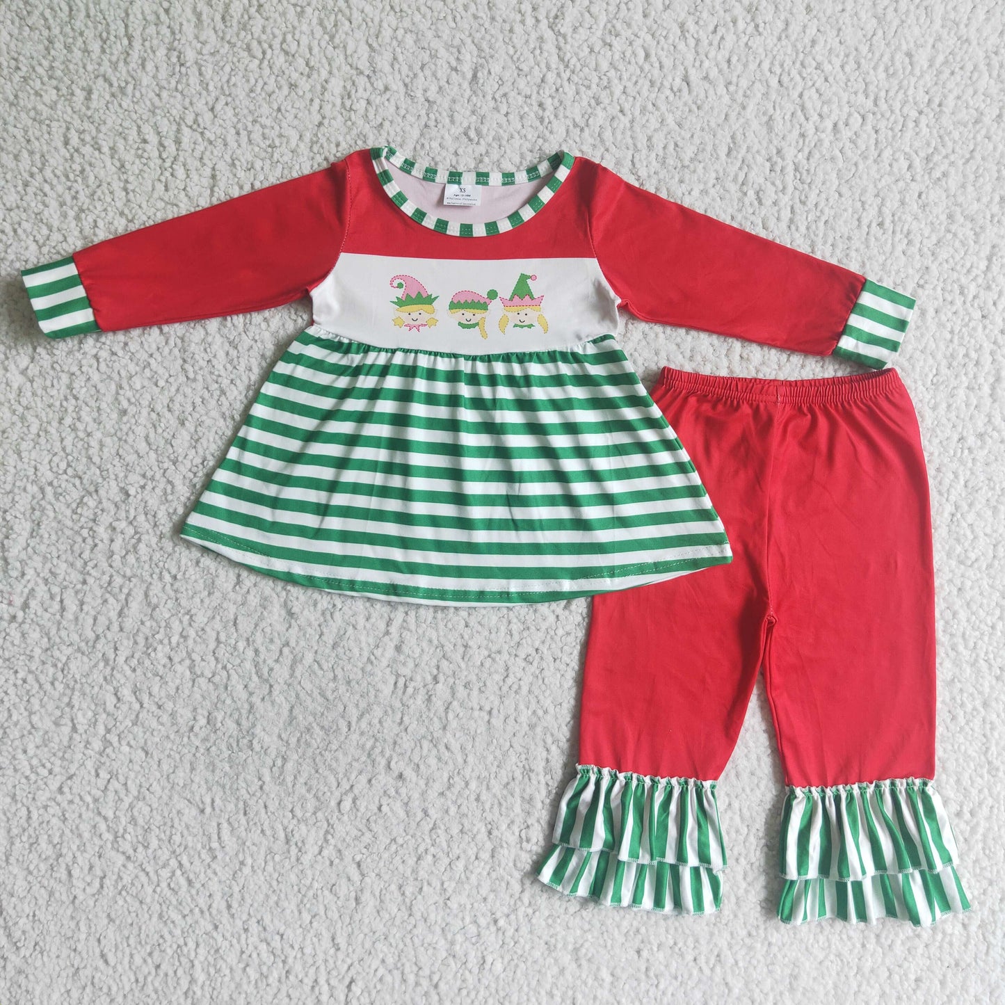 baby girls long sleeve three kids design Christmas outfit