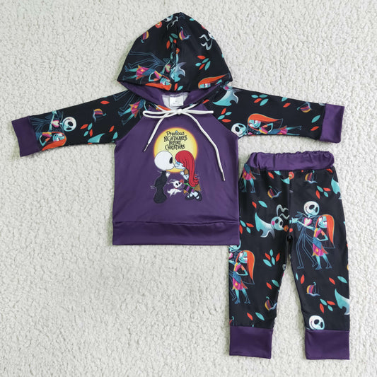 baby boy long sleeve Halloween hoodie set purple