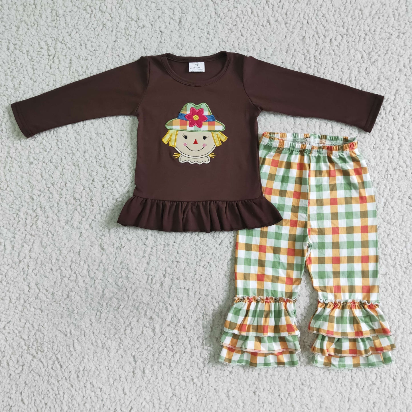 baby girls embroidery scarecrow matching pants outfit