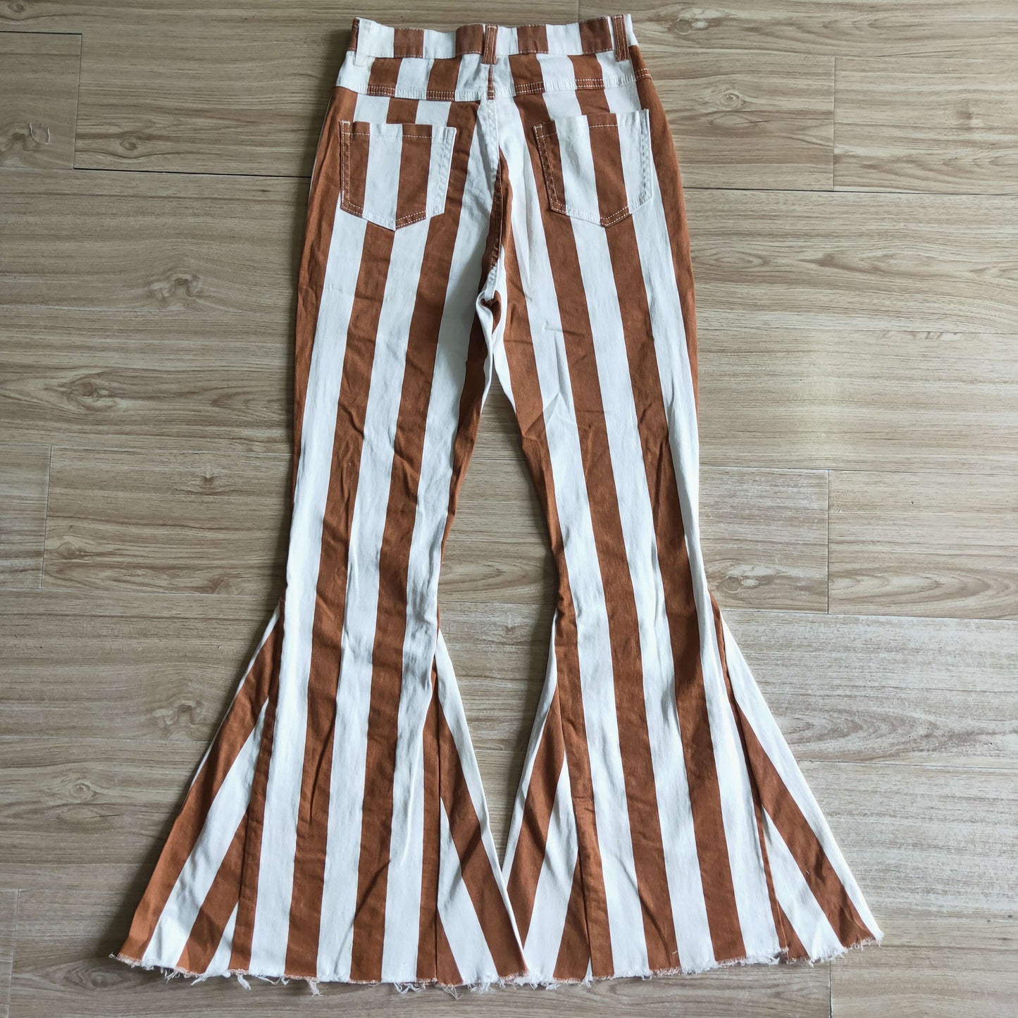 adult orange stripes denim pants