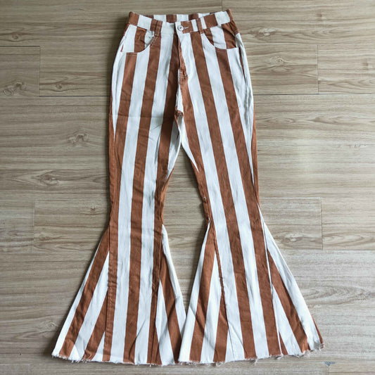 adult orange stripes denim pants