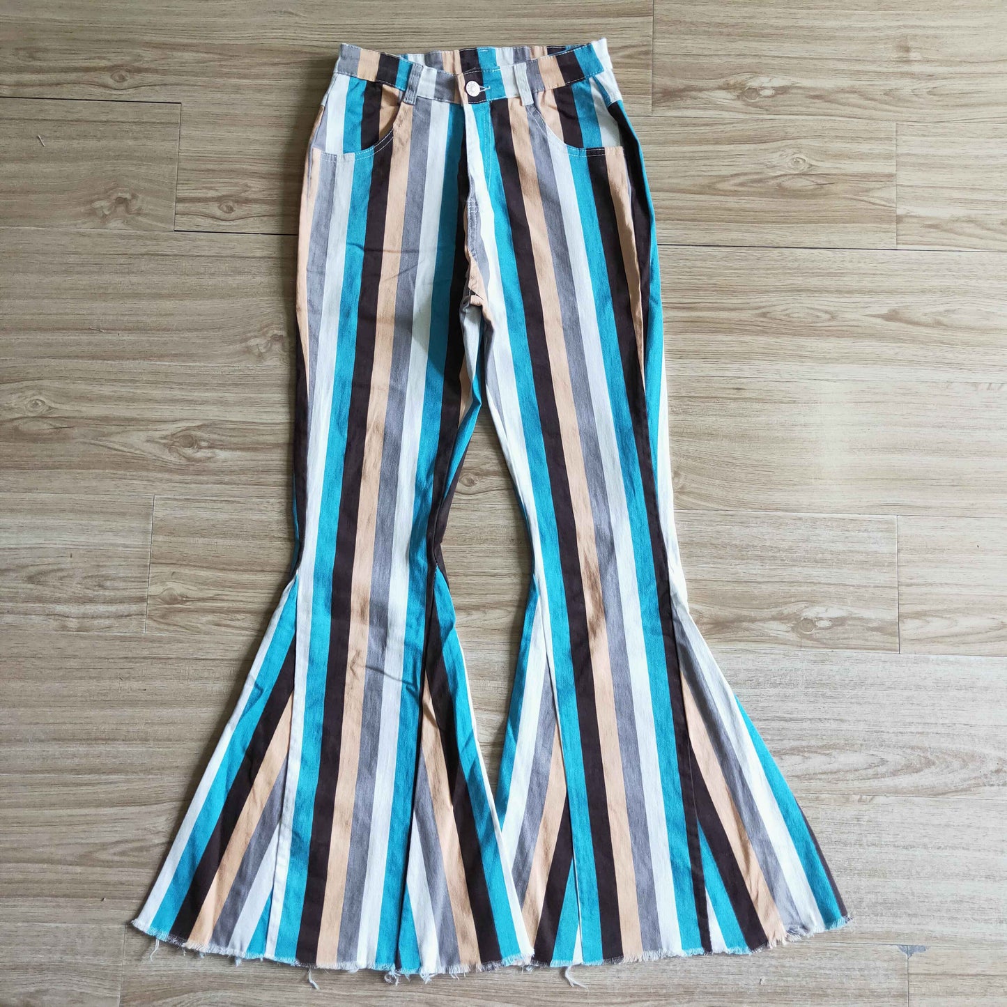 adult women stripes denim pants
