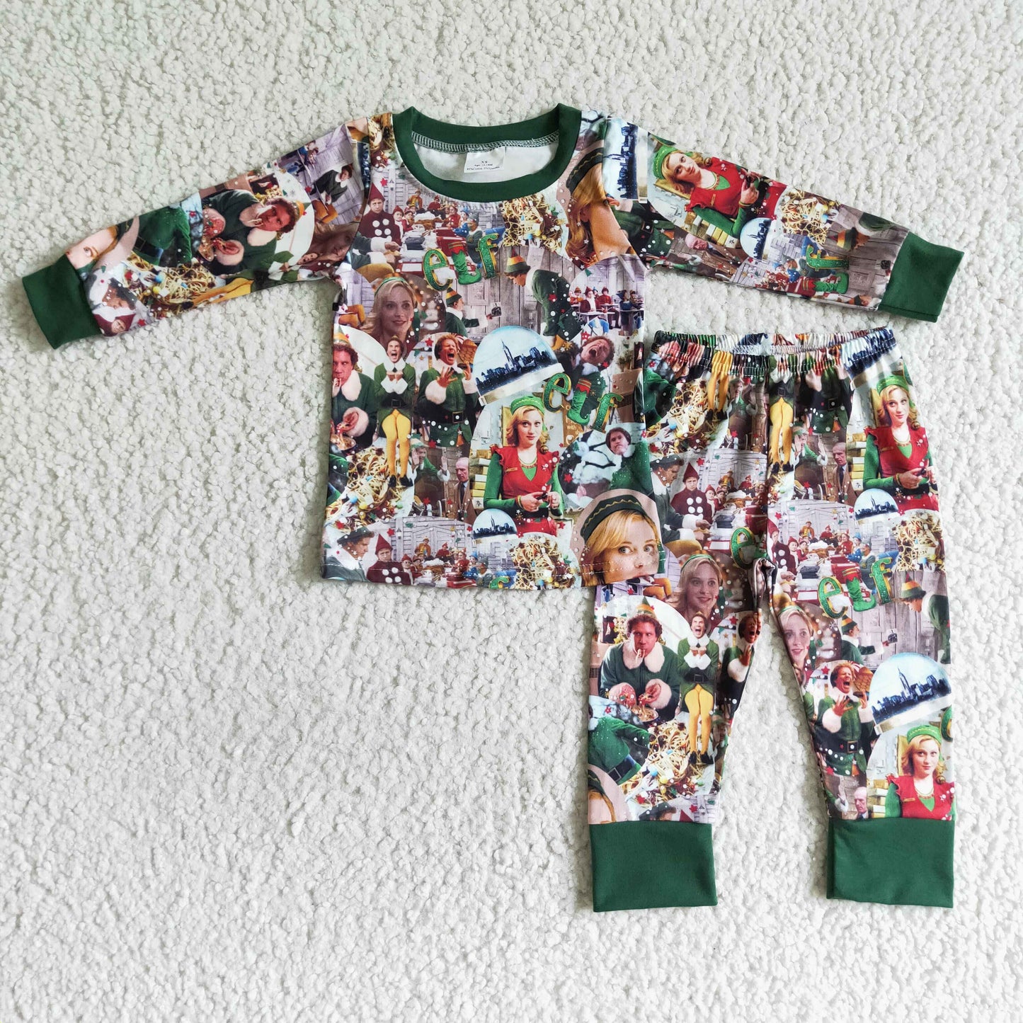 baby boy long sleeve green Christmas pajama set