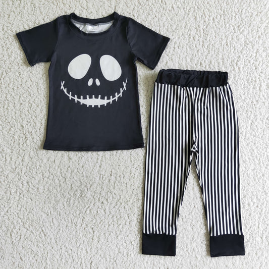 boy skull design Halloween 2pcs outfit