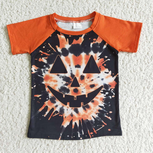 baby boys short sleeve halloween pumpkin top