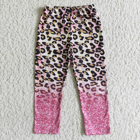 girls sparking leopard long leggings