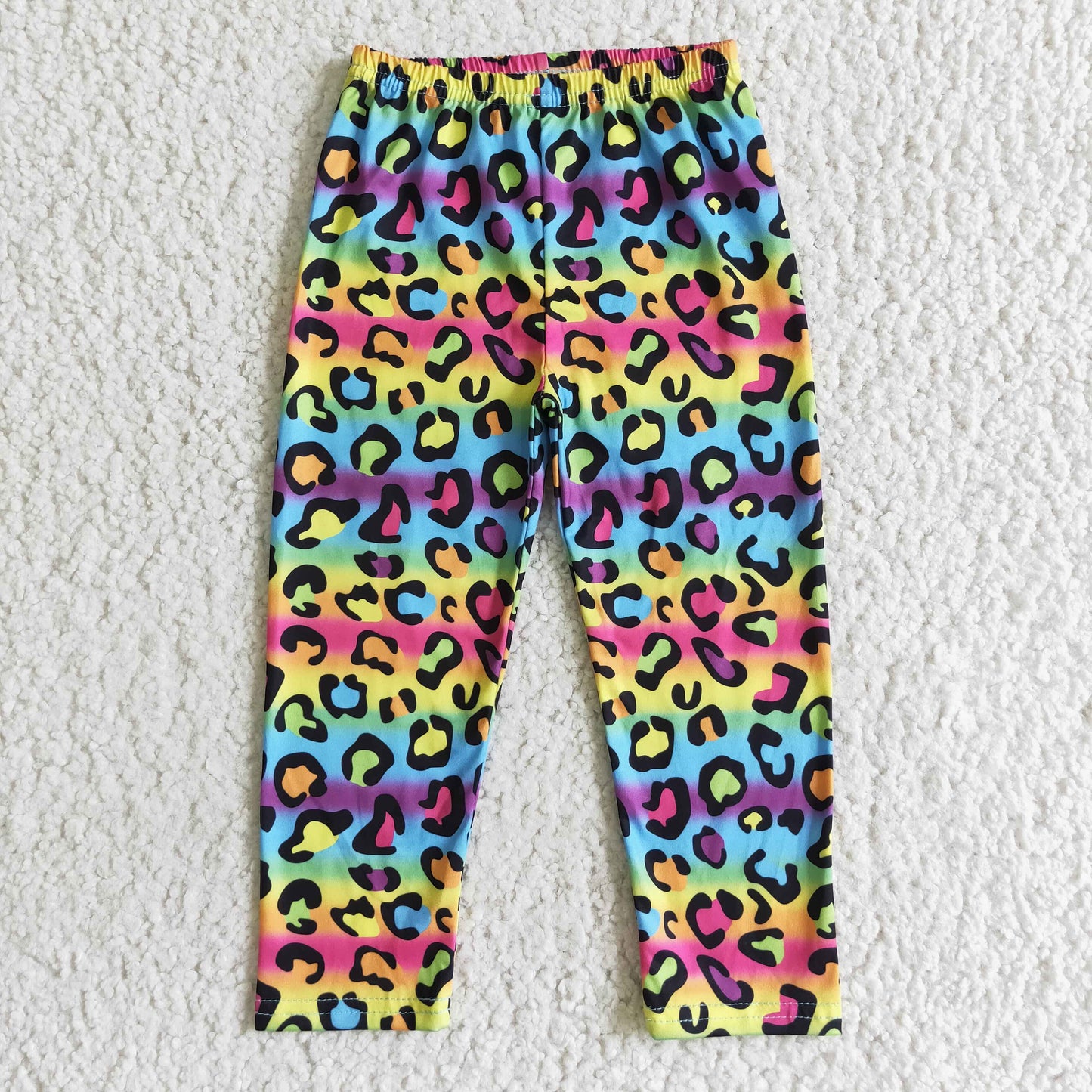 girls rainbow leopard long leggings