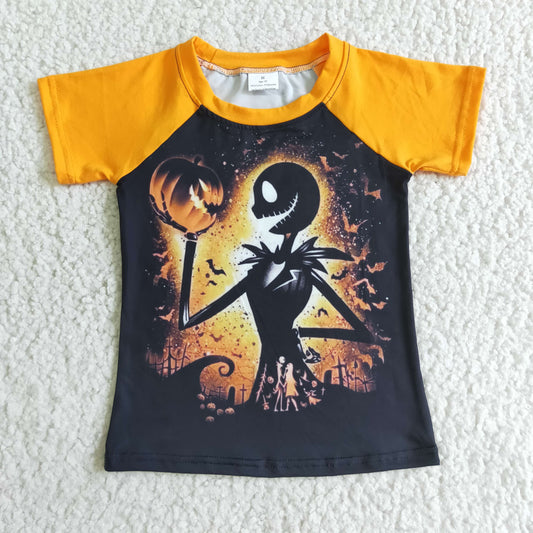 boy short sleeve orange raglan sleeve Halloween top